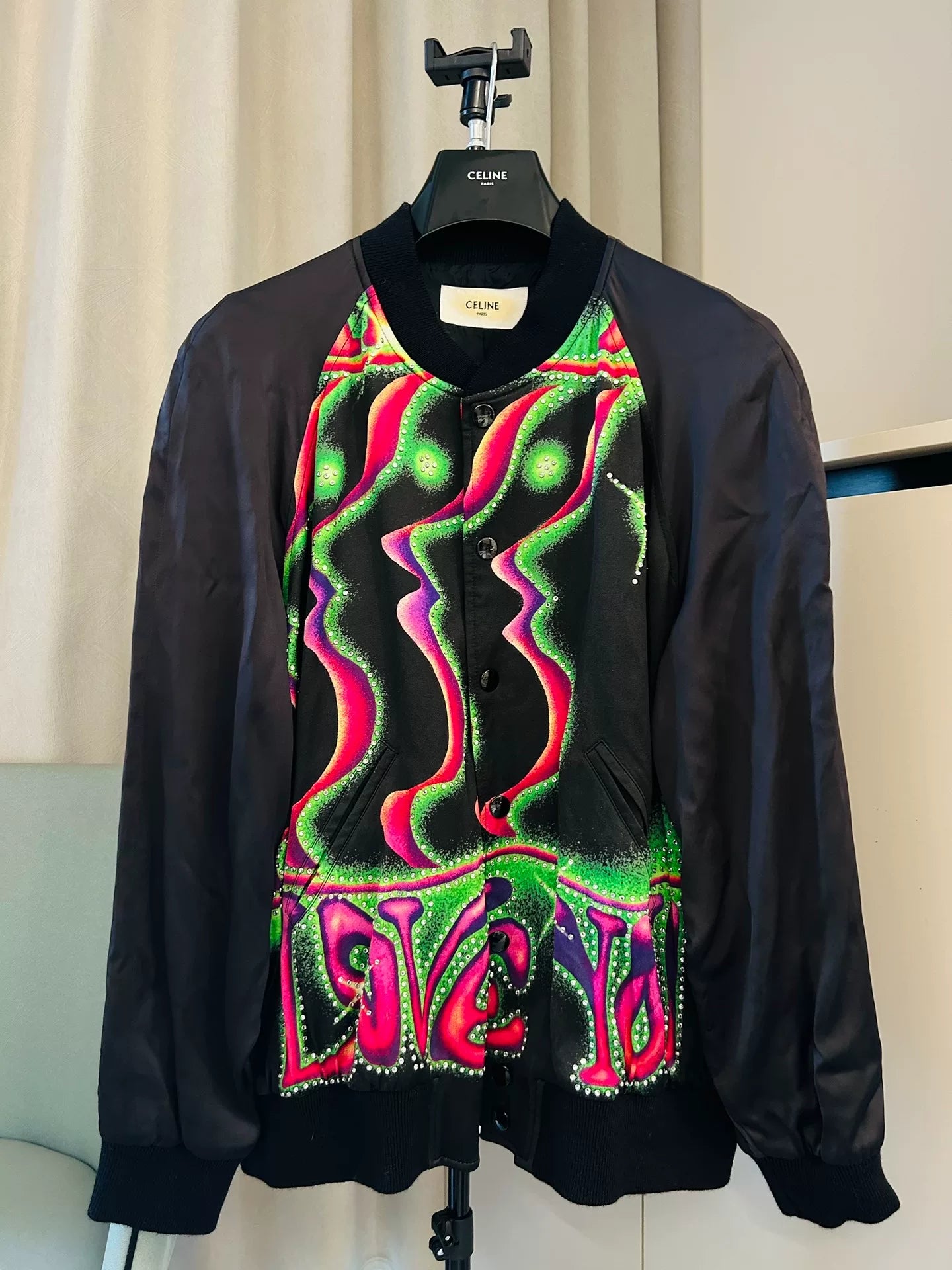 Celine Rock Crystal Love Baseball Jacket