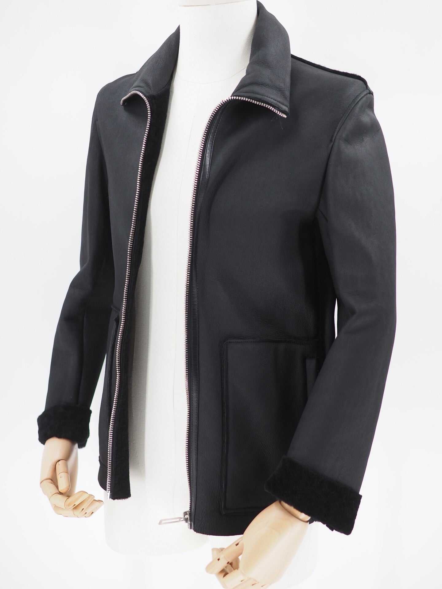 Dior Black Lamb Skin Shearling Jacket Size 46