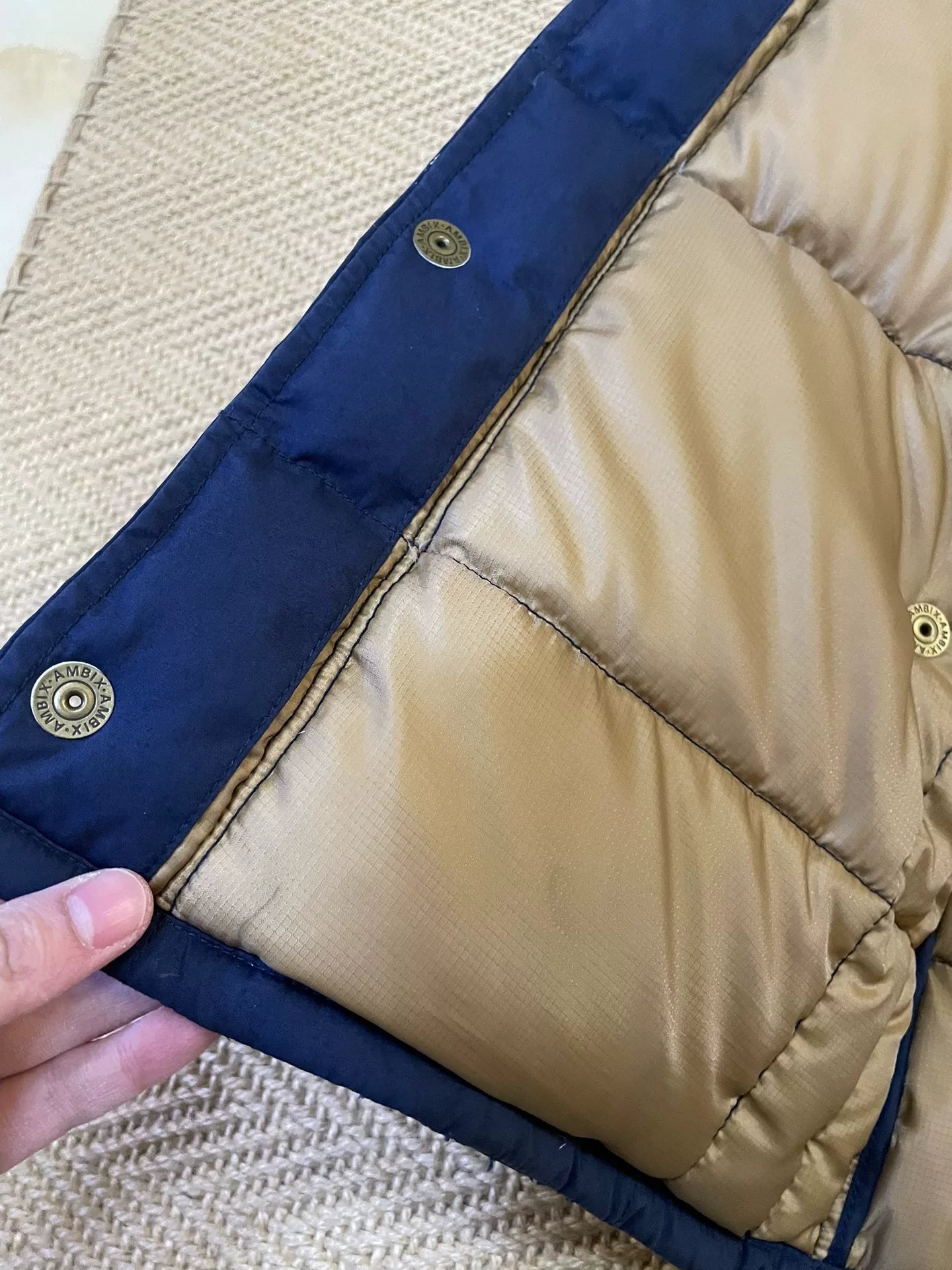 neighborhood puffy shirt jacket with corduroy collar