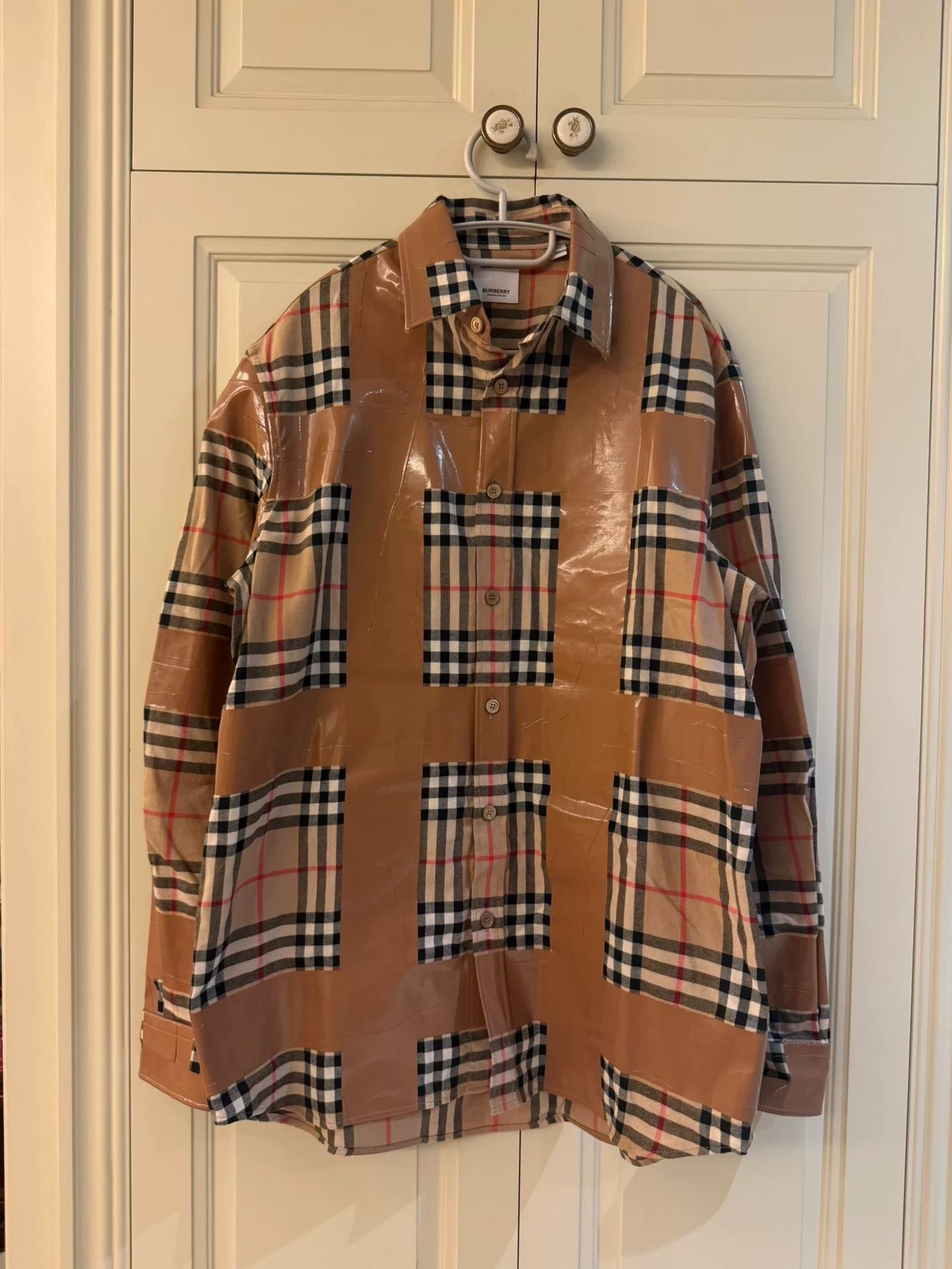 burberry plaid shirt with tape detailing