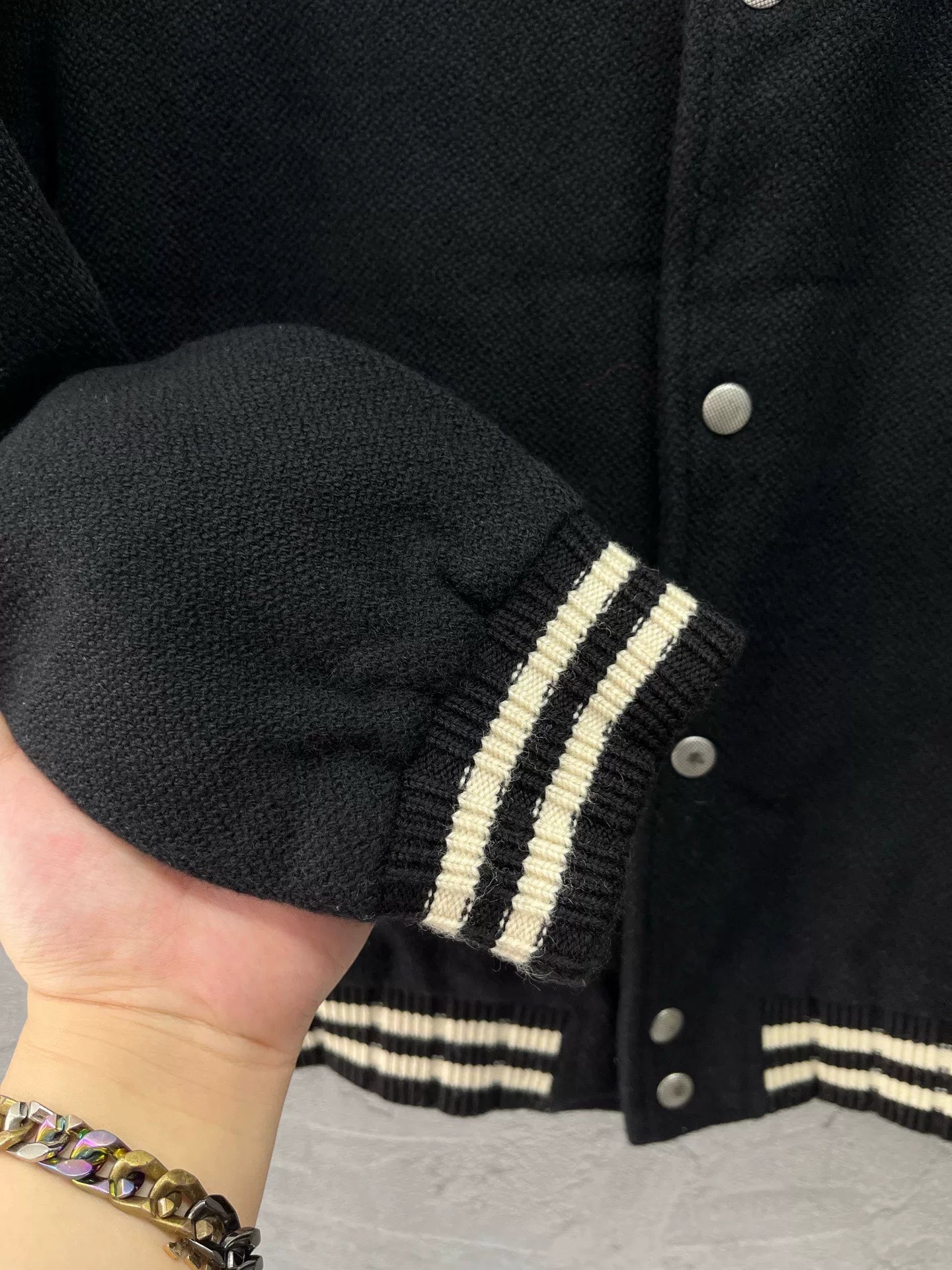 Saint Laurent Letter Embroidery Baseball Jacket