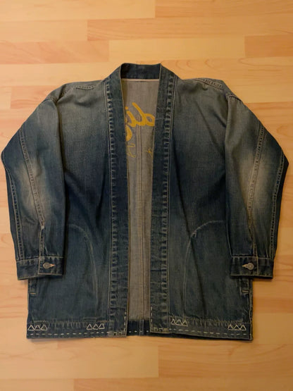 visvim Blue Denim Jacket Gold Embroidery