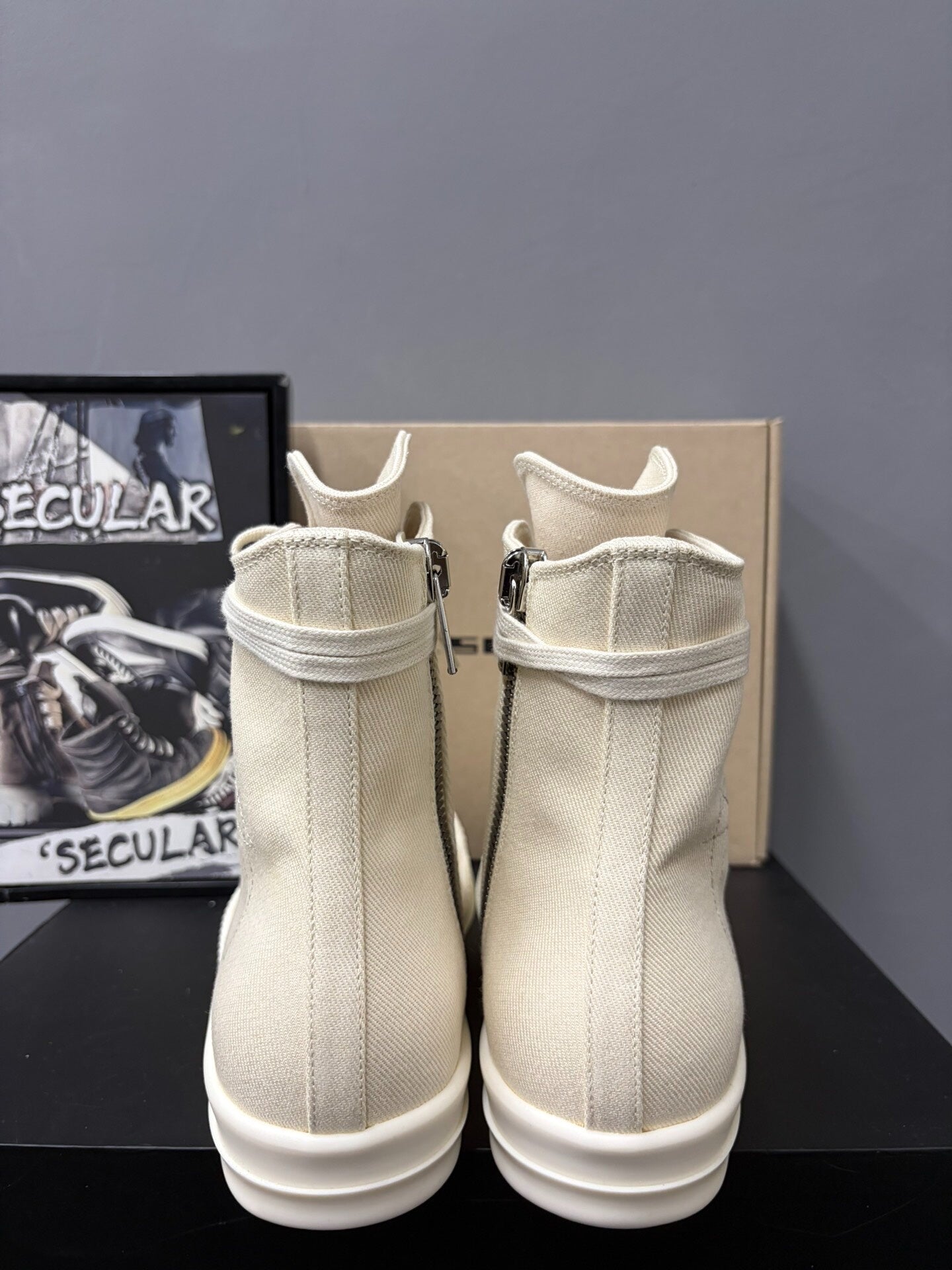 RickOwens Drkshdw White High-Top Canvas