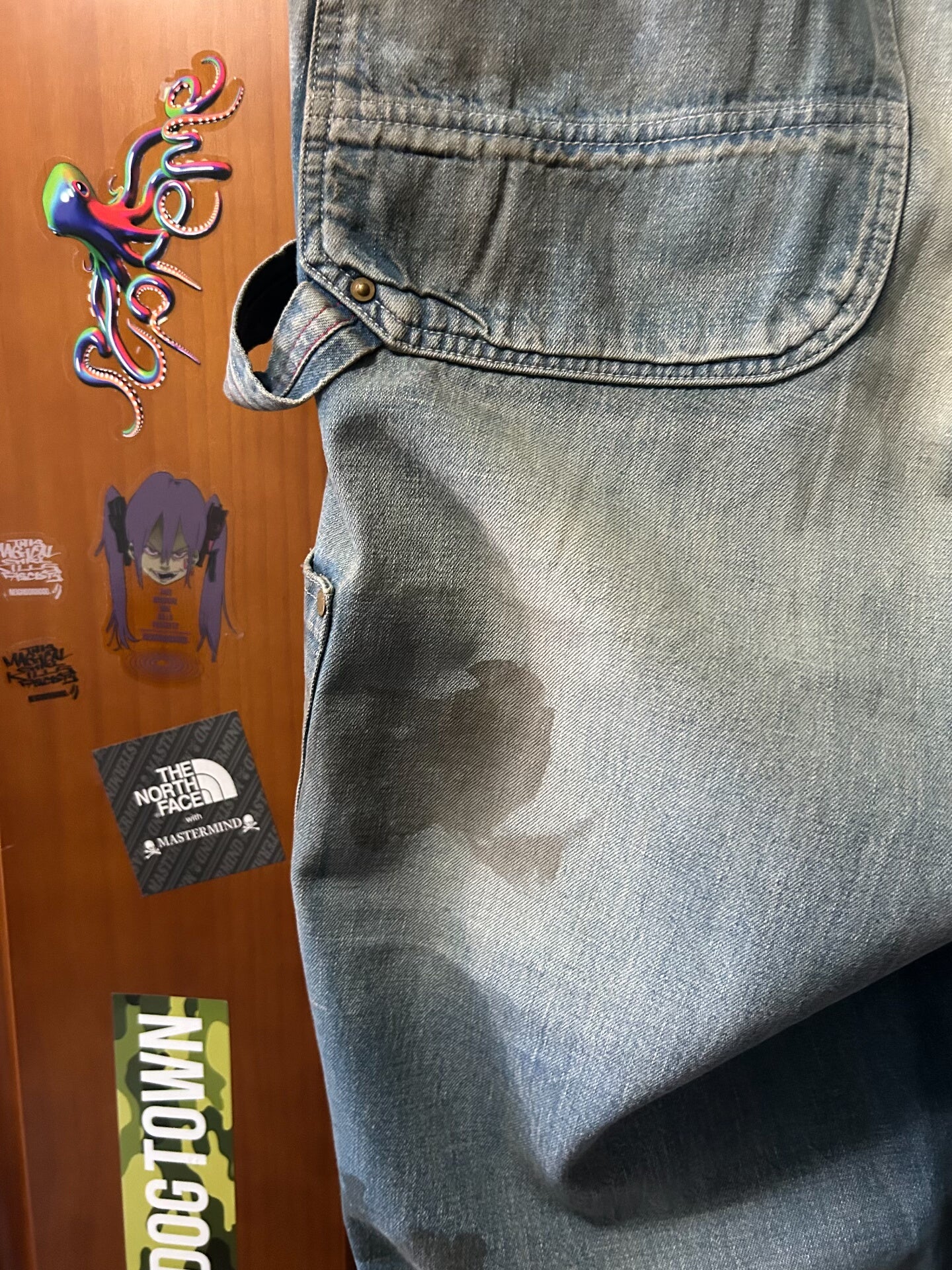 ANACHRONORM Distressed Denim Painter Pants