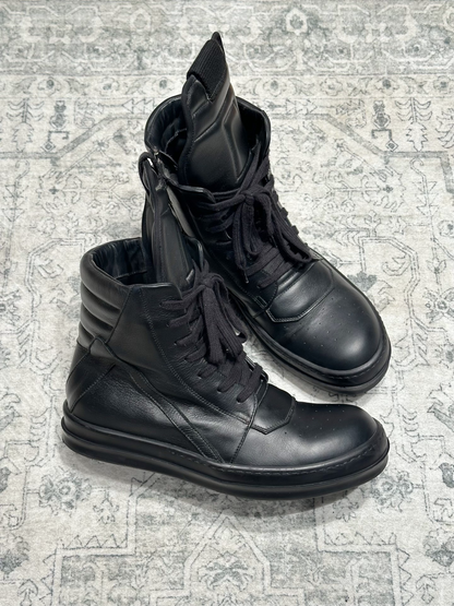 Rick Owens Inverted Triangle Black Leather Boots