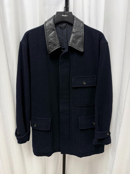 Comme des Garçons Homme 1991AW Leather Collar Wool Coat