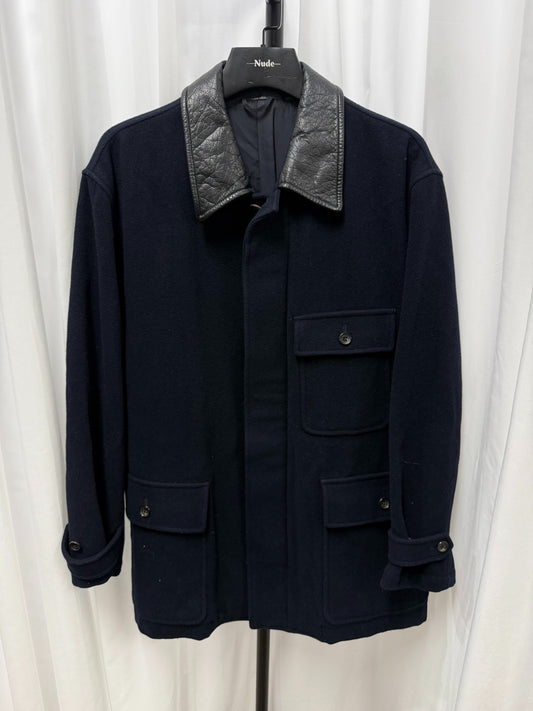 Comme des Garçons Homme 1991AW Leather Collar Wool Coat