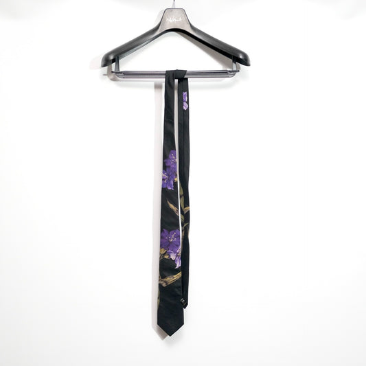 Yohji Yamamoto Purple Floral Silk Tie