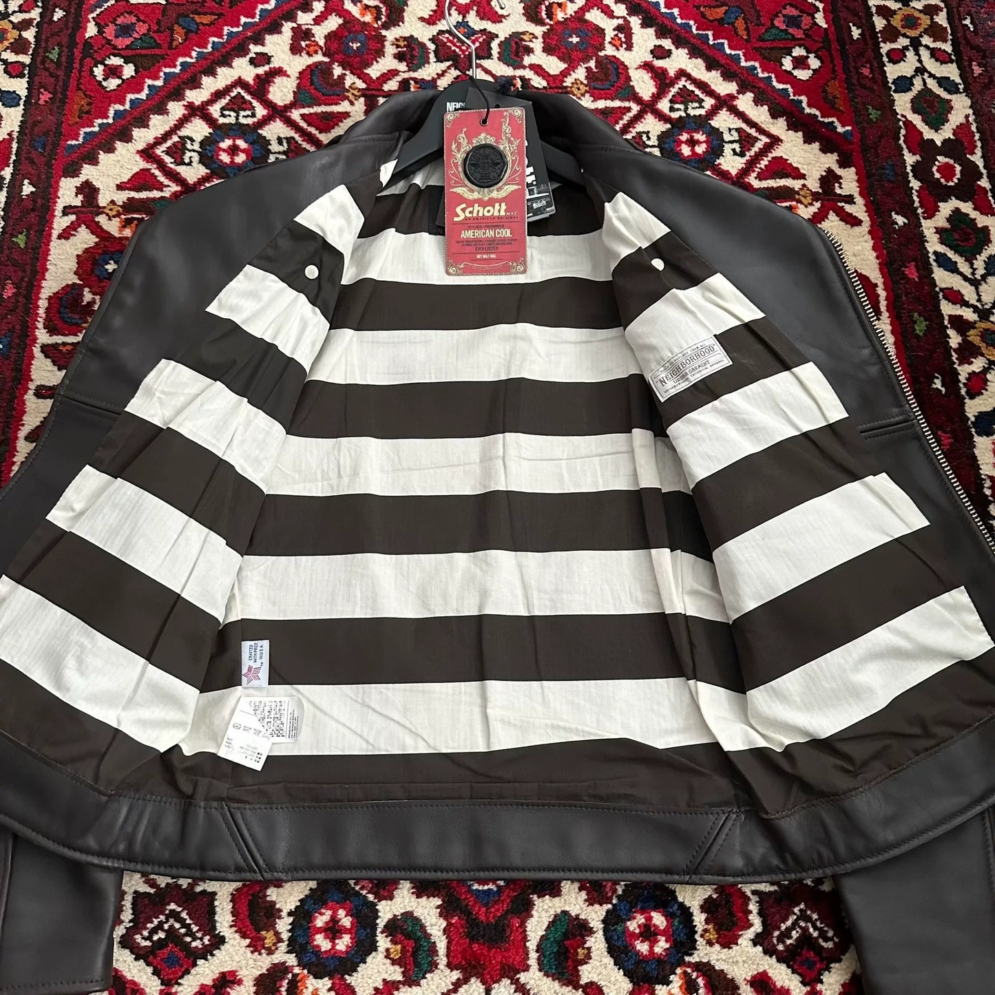 nbhd x schott leather jacket size 36