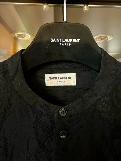saint laurent henley wool silk shirt