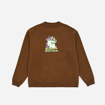 brain dead mushroom house crewneck sweatshirt