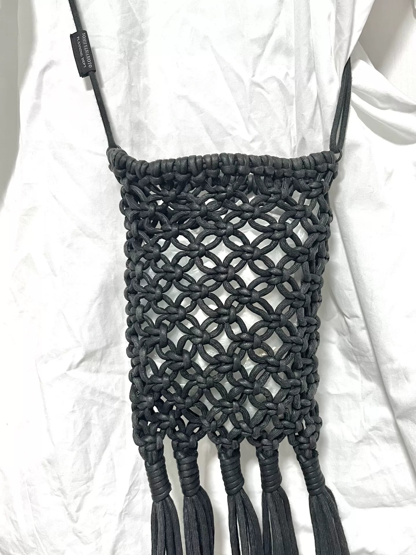 Yohji Yamamoto Leather Cord Woven Tassel Bag