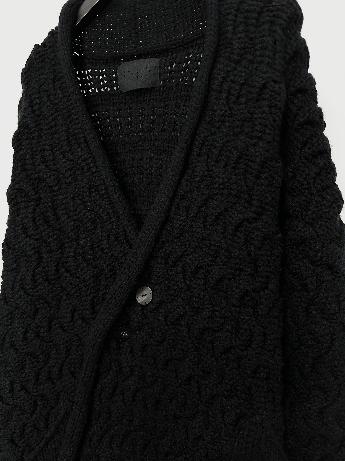 black oversized hand-knitted cashmere jacket
