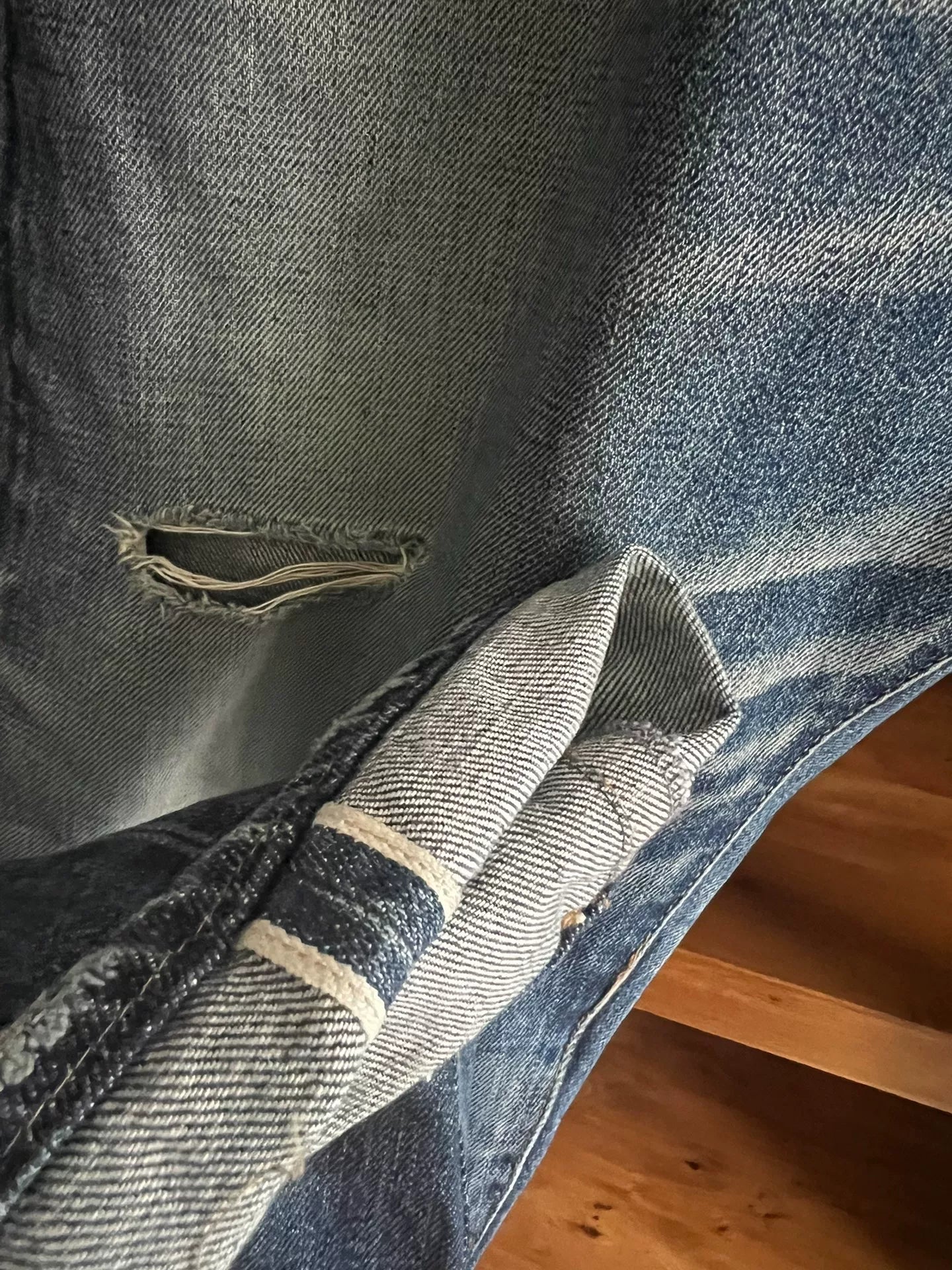 vanquish fragment distressed blue denim jeans