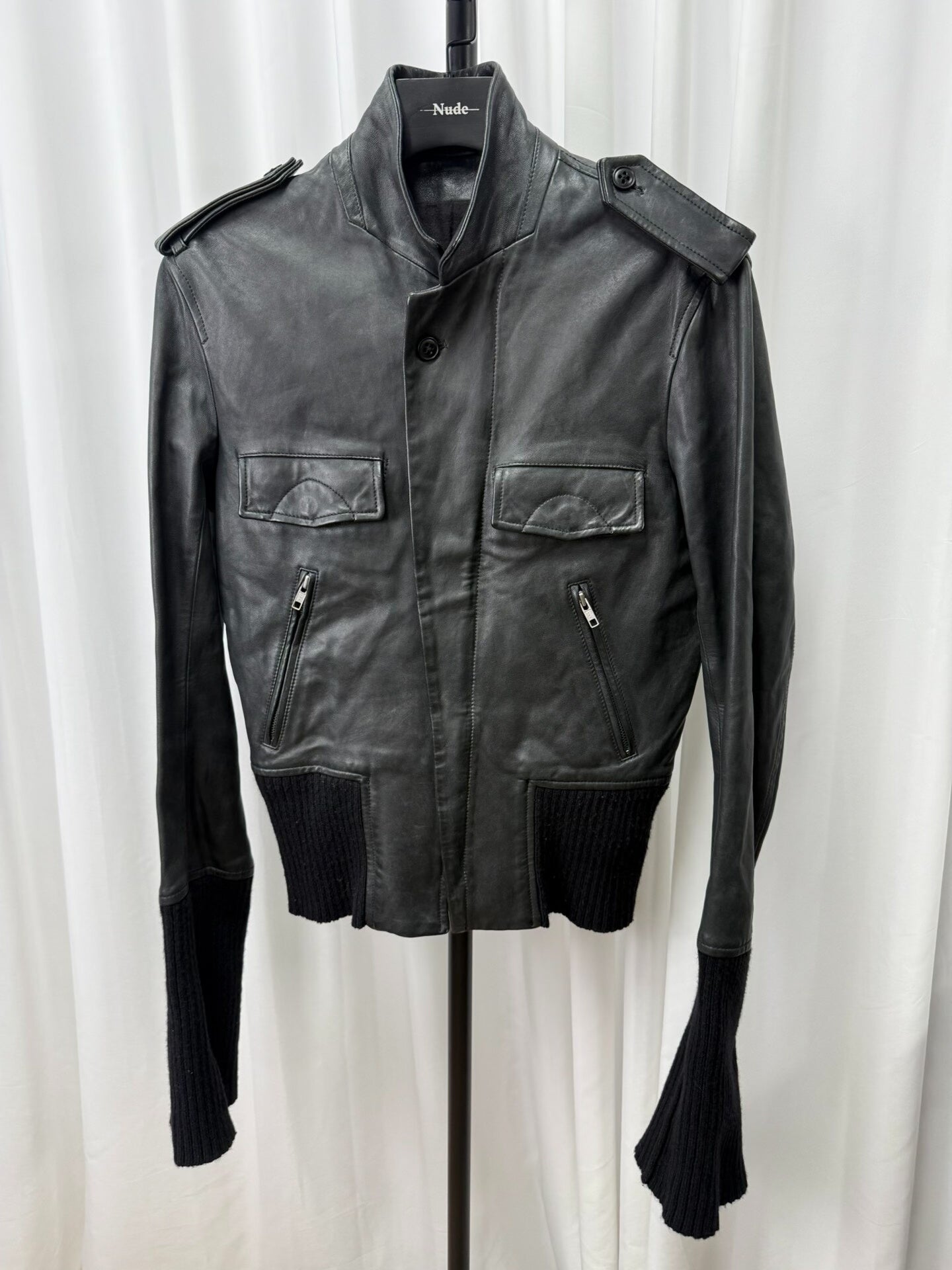 ann demeulemeester long leather jacket size S