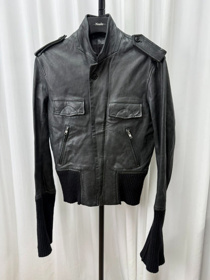 ann demeulemeester long leather jacket size S
