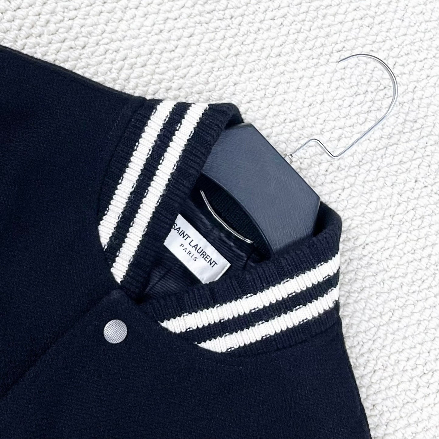 Saint Laurent Black White Stripe Embroidered Jacket