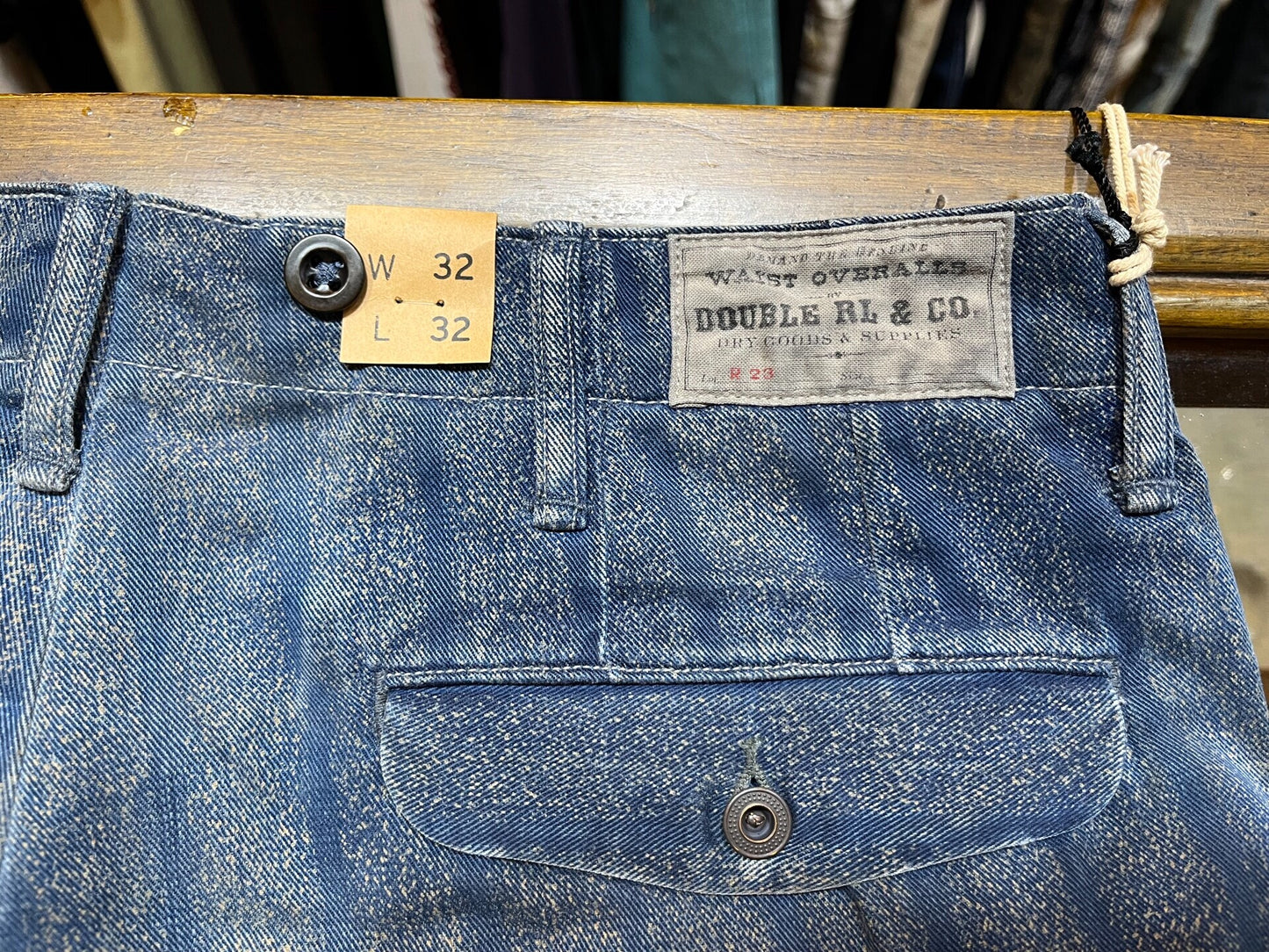 blue striped cotton twill pants