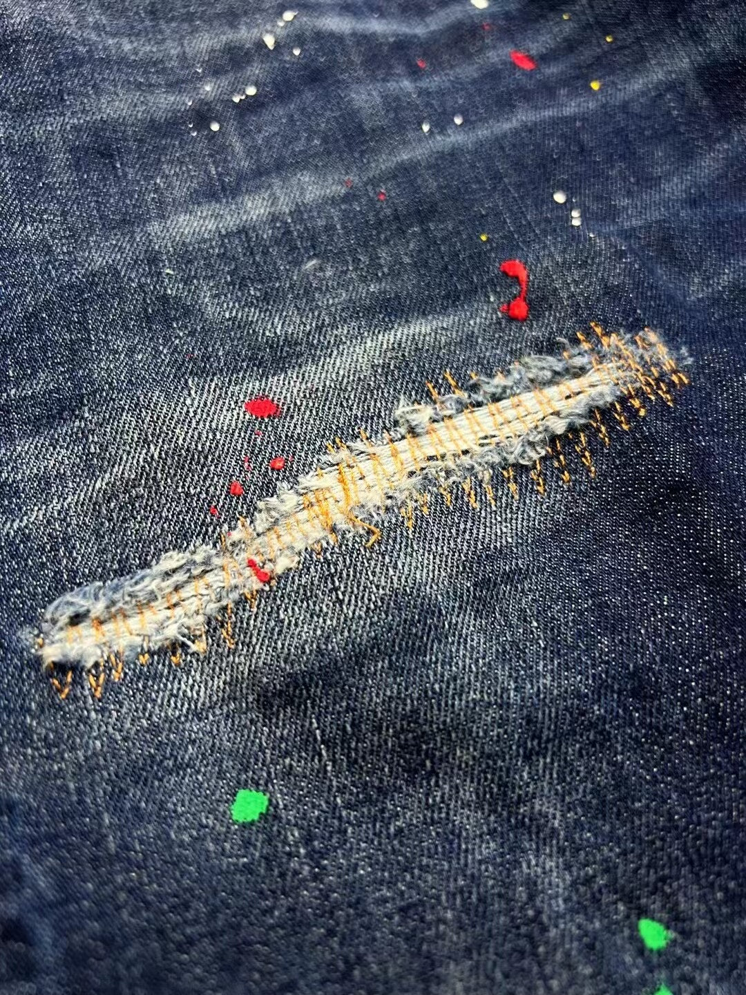 Dsquared2 Blue Denim Pants with Paint Splatter