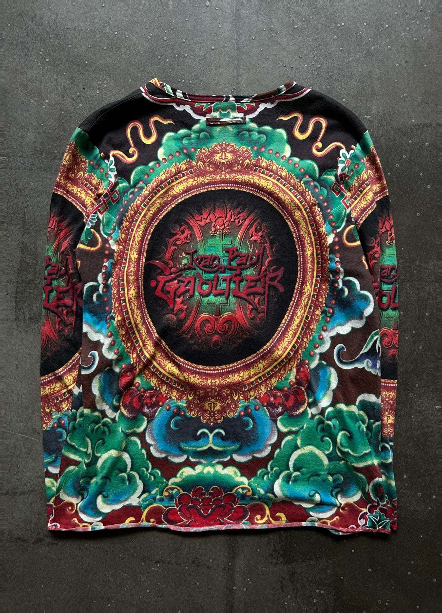 jean paul gaultier buddha print long sleeve shirt