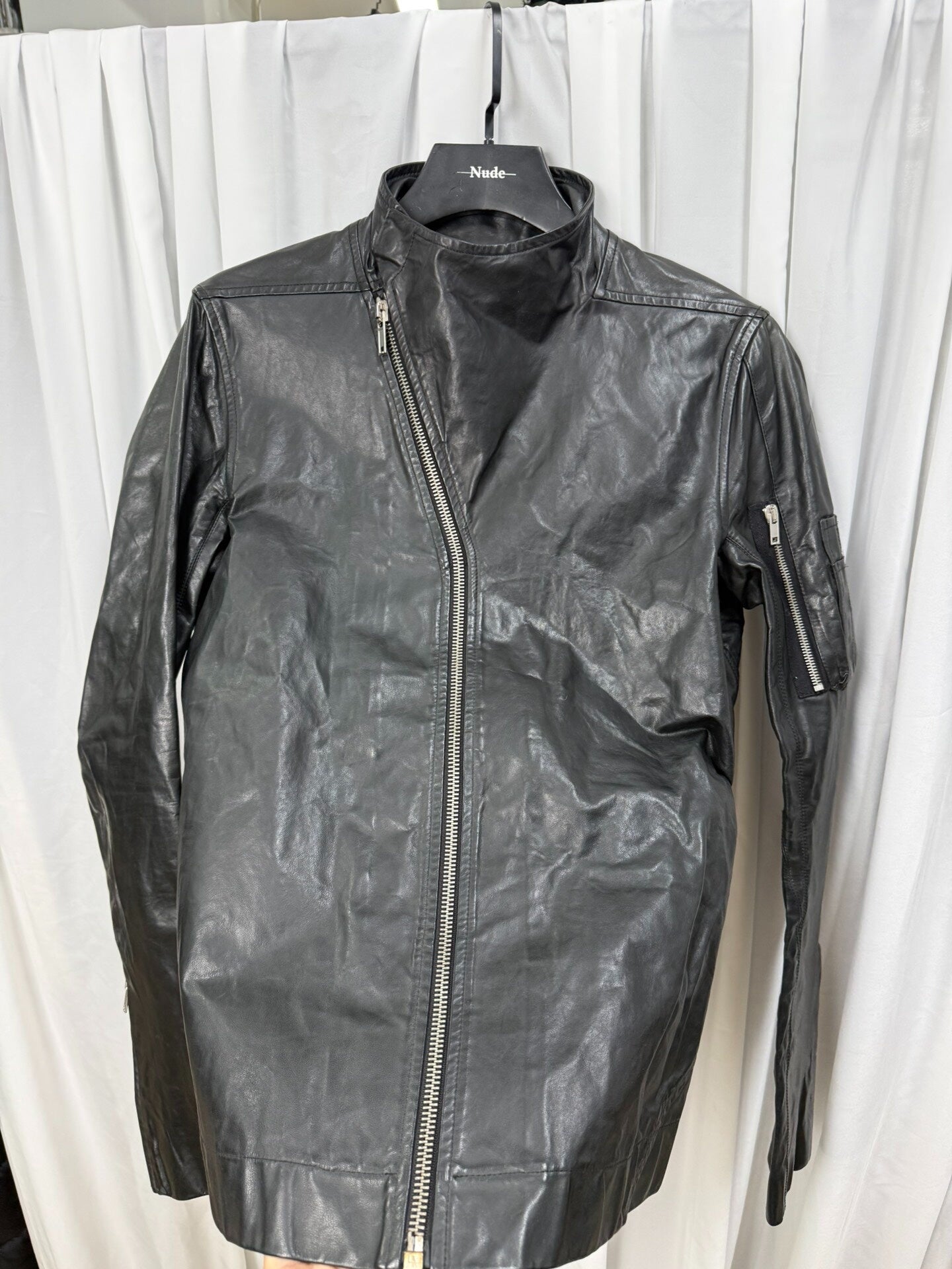 Rick Owens Stand Collar Biker Jacket