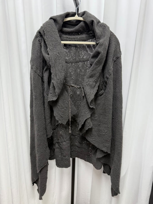 stylish gray wool cape with drawstring
