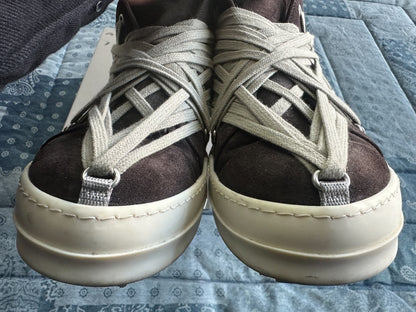 Rick Owens Brown Suede Low-Top Sneakers