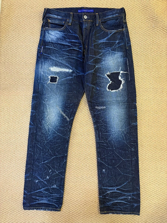 vanquish & fragment distressed denim pants
