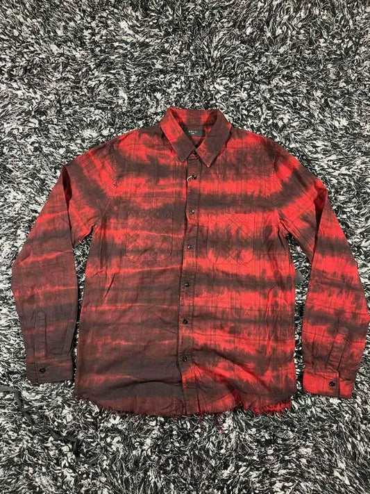 amiri bleached flannel shirt in red