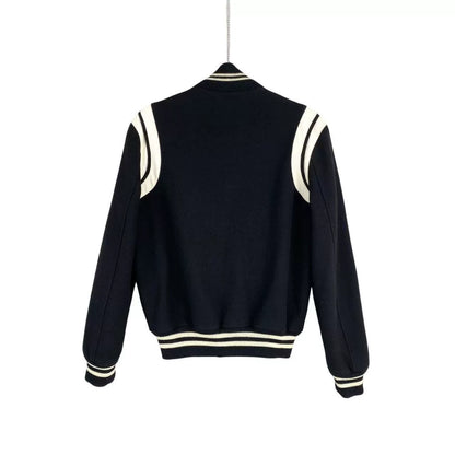 Saint Laurent Wool Striped Baseball Jacket