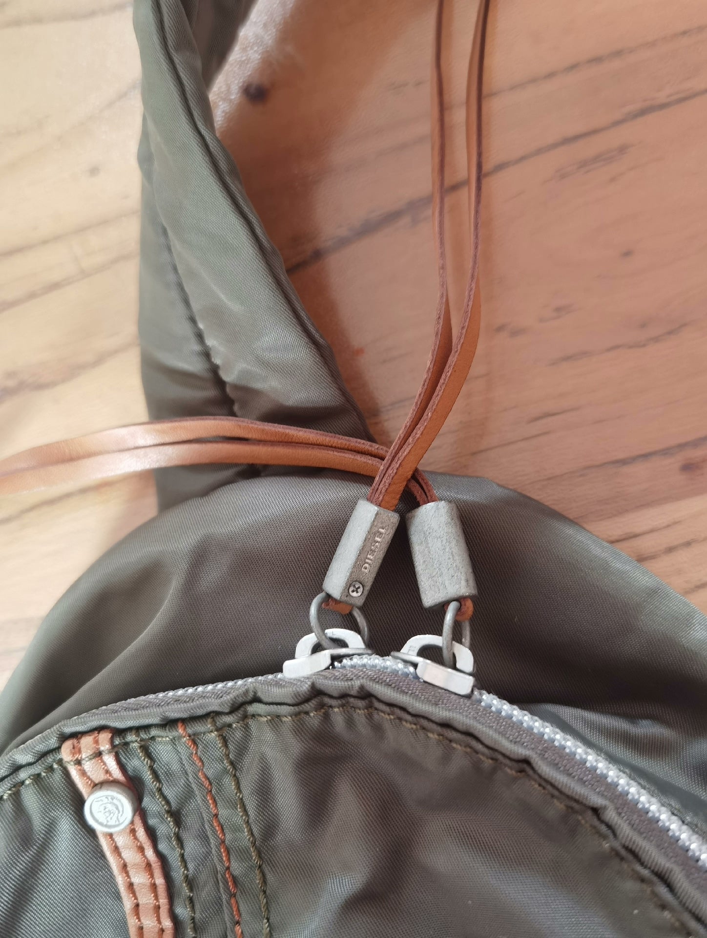Diesel Military Green Leather Chest Bag
