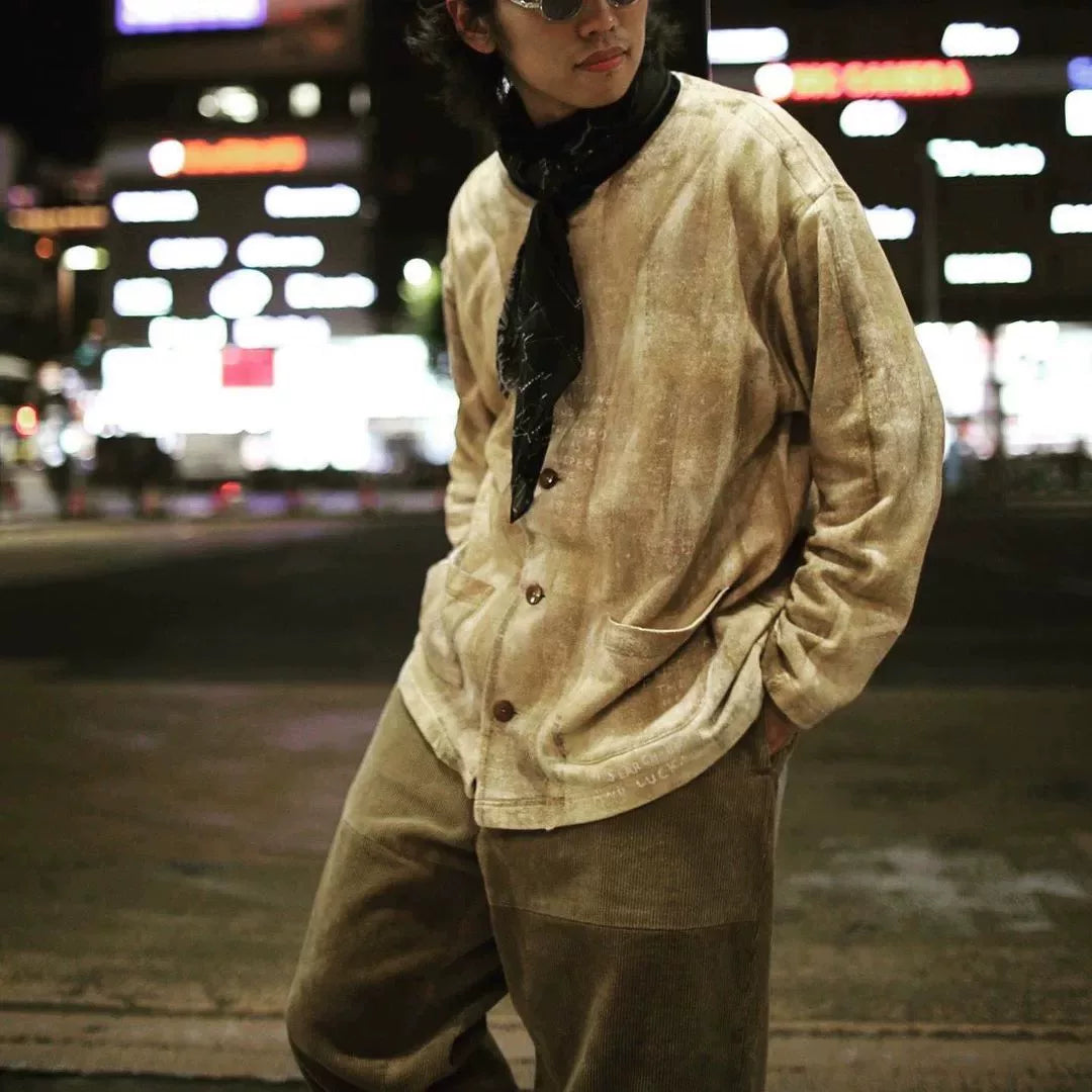 PORTER CLASSIC Hand-Painted Crew Neck Cardigan