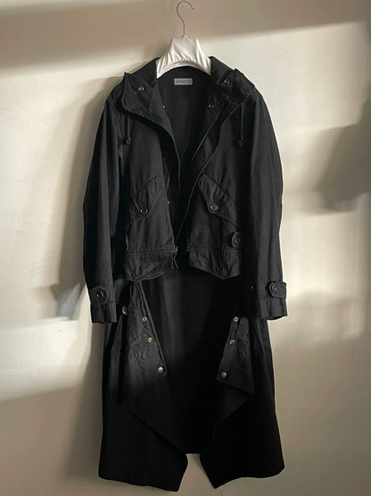 drapes trench coat with hoodie by dries van noten
