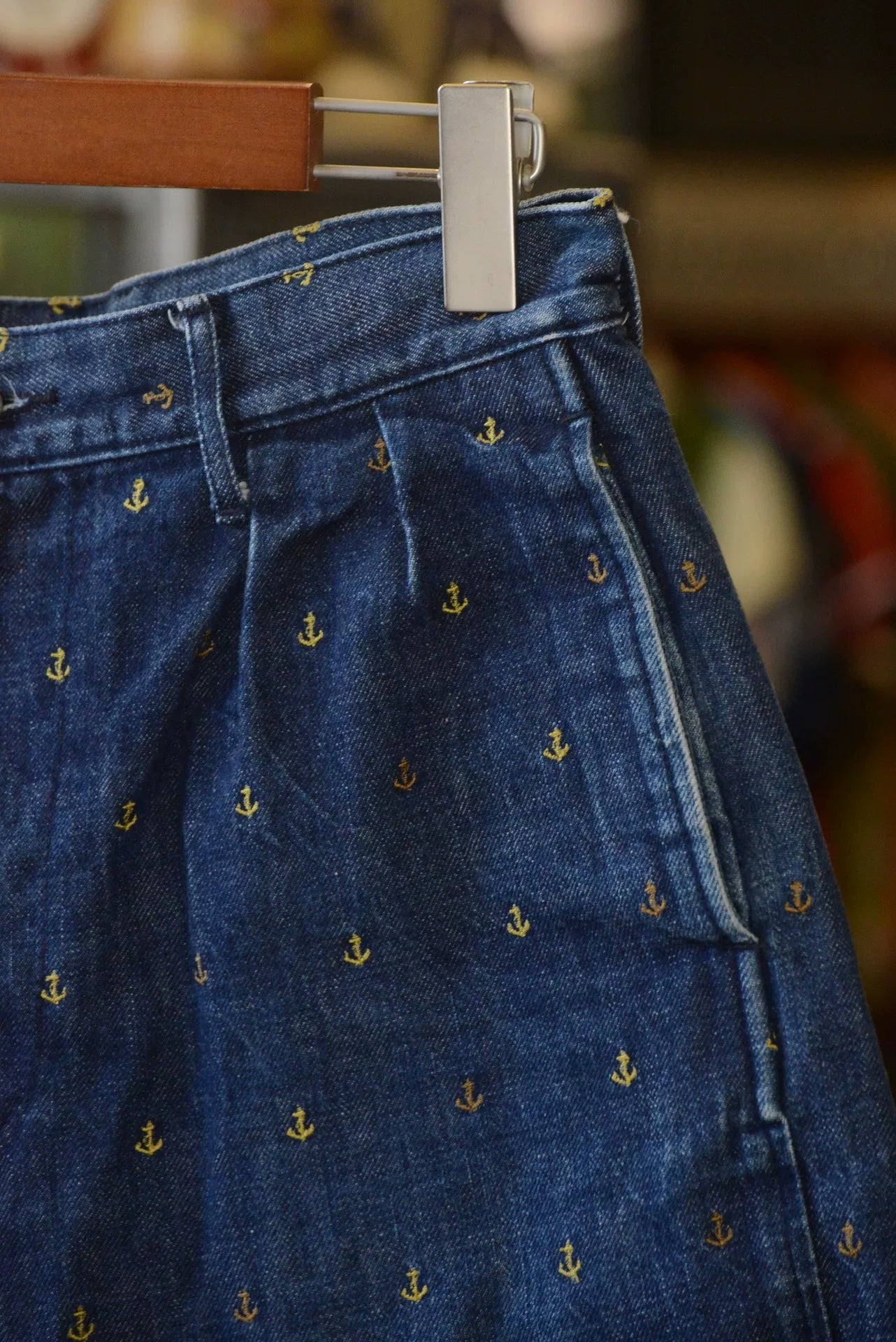 Kapital Embroidered Anchor Denim Shorts