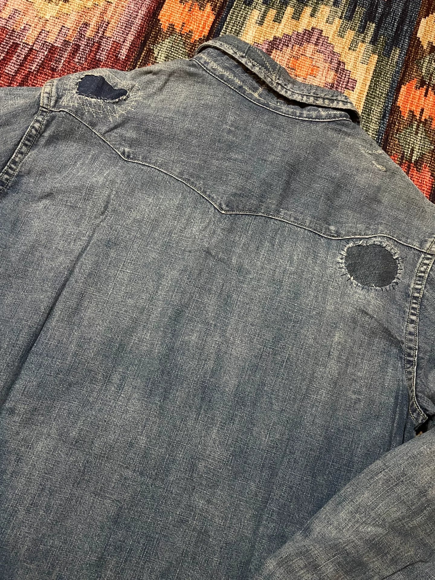 Ralph Lauren Distressed Patch Western Denim Shirt