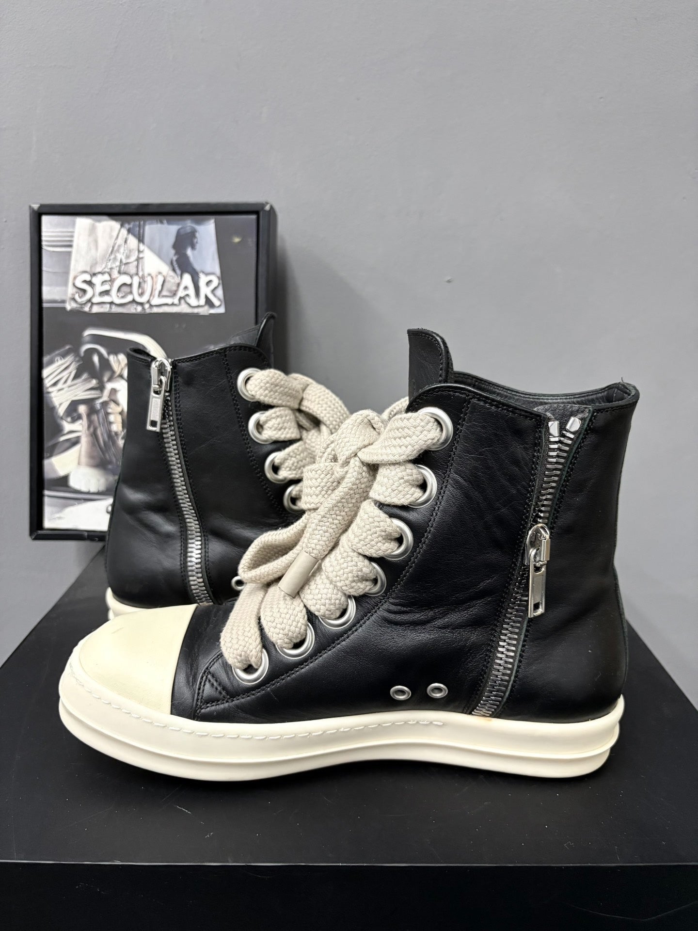 Rick Owens RO High-Top Leather Sneakers