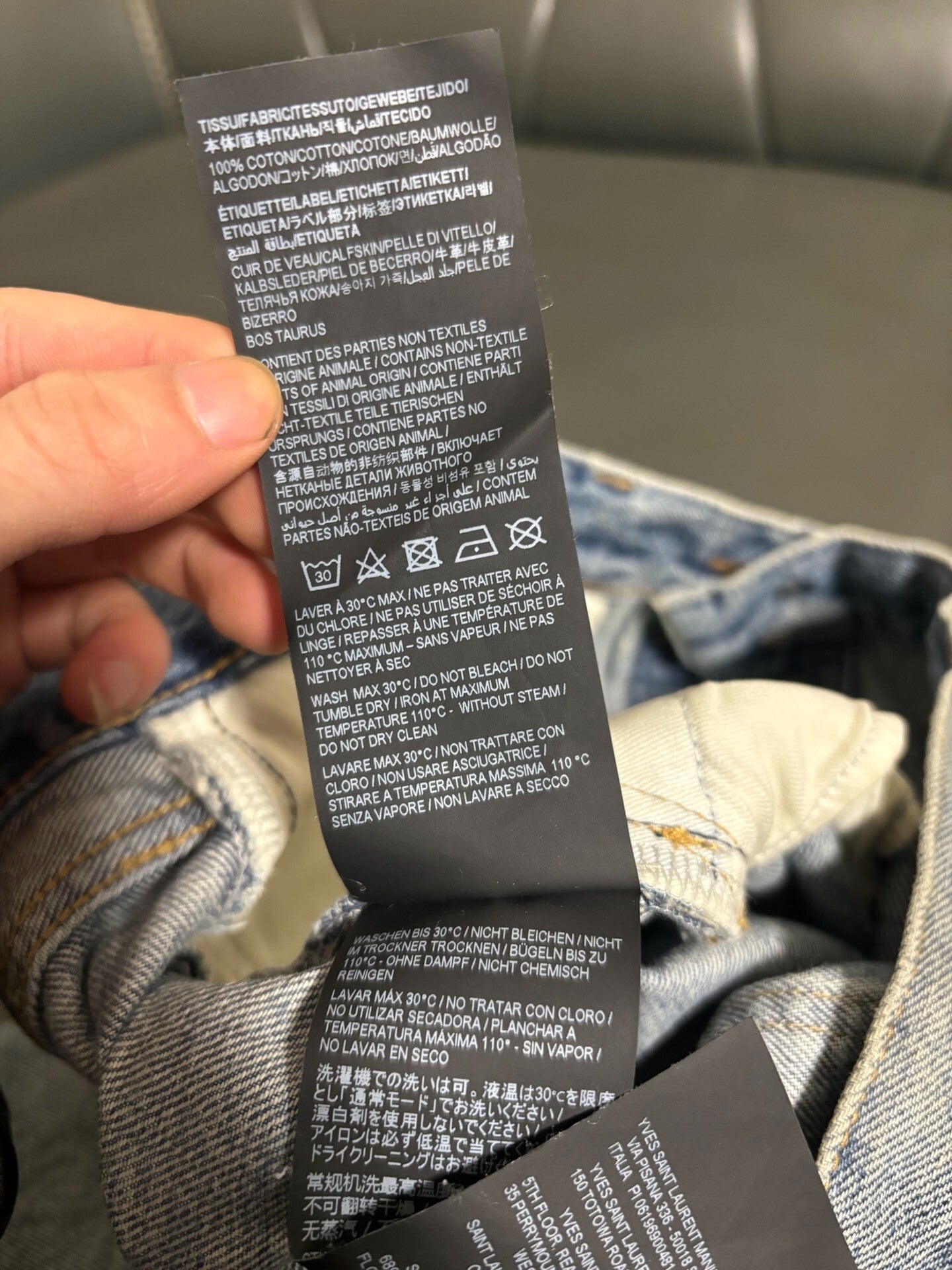 Saint Laurent Distressed Knee Denim Pants