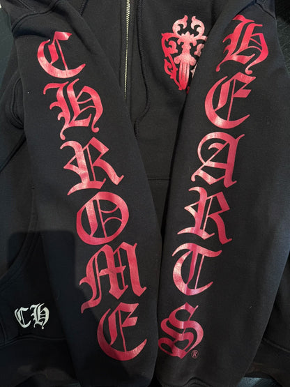 chrome hearts oversized red cross hoodie