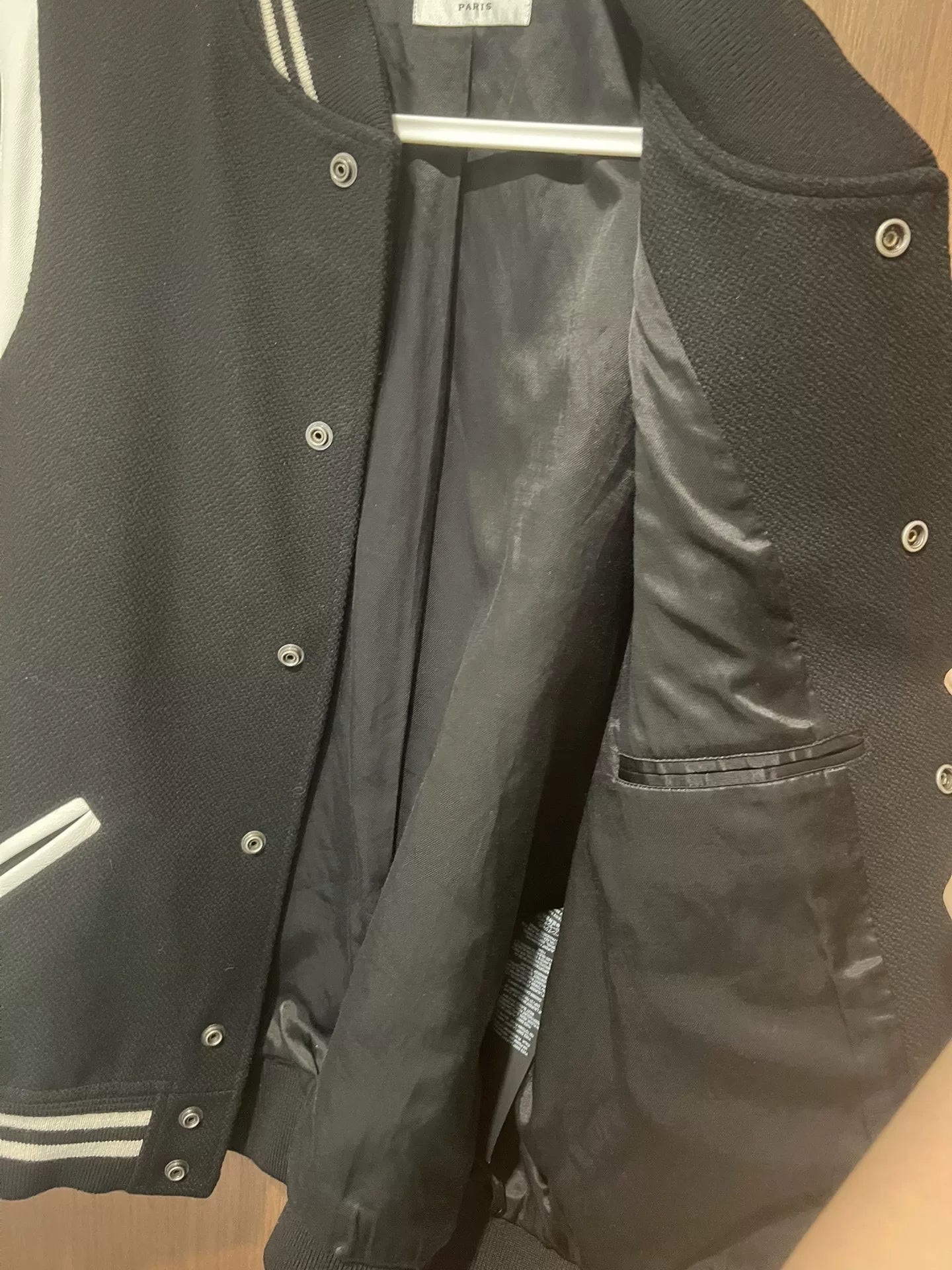 Saint Laurent Striped Black Baseball Jacket