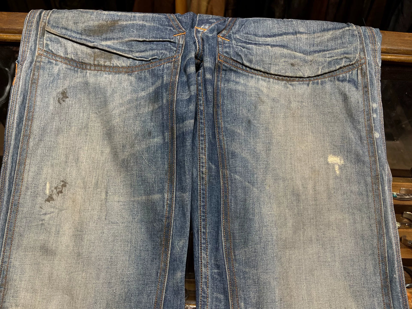 distressed double rl workwear denim pants