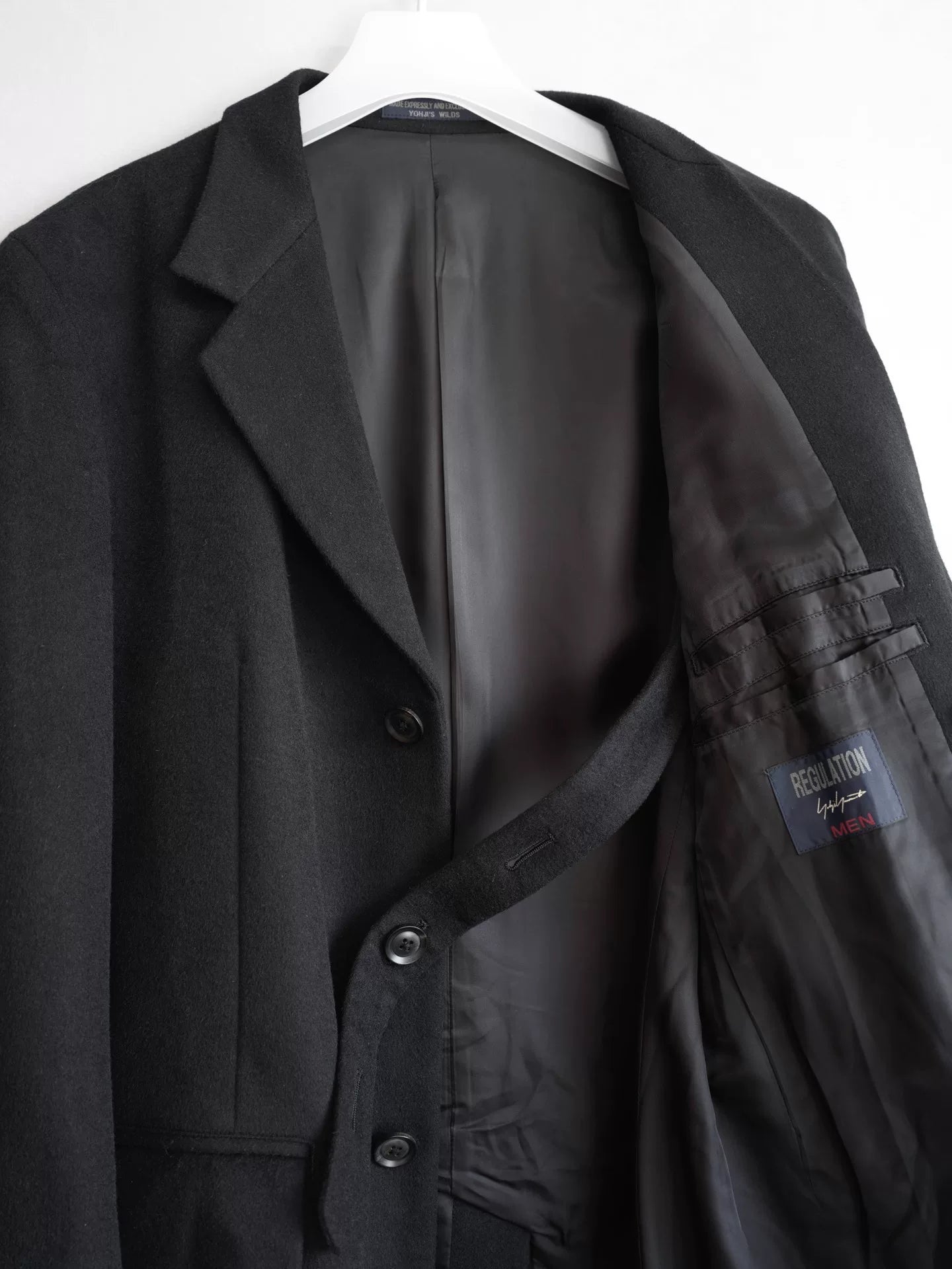 yohji yamamoto wool coat with notch collar