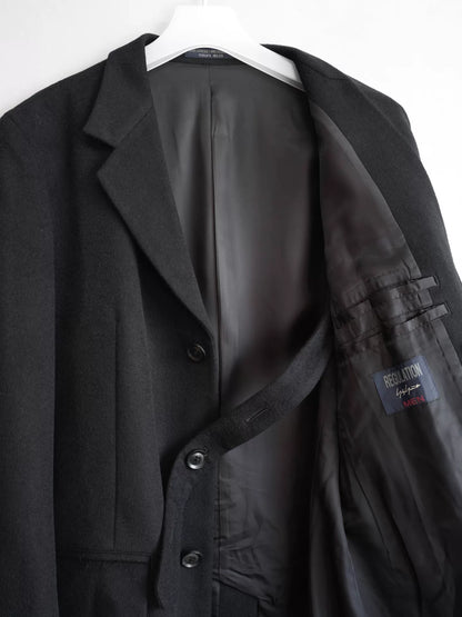 yohji yamamoto wool coat with notch collar
