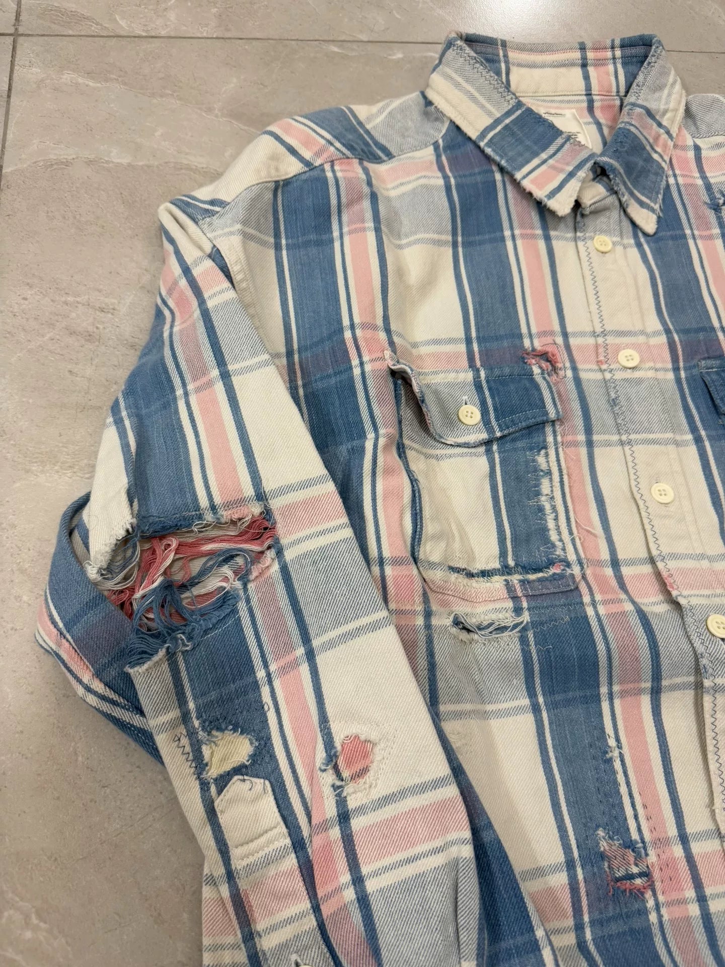 VISVIM 22SS PIONEER CHECK L/S Distressed Shirt