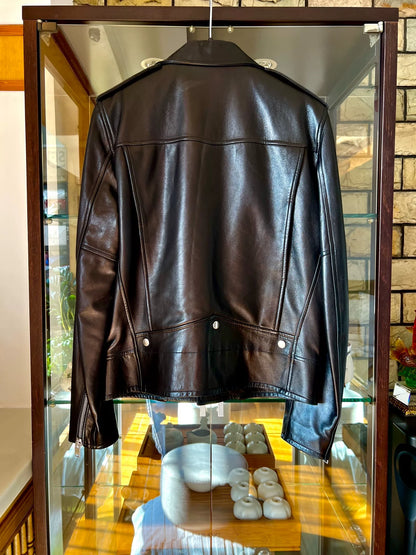 saint laurent black leather biker jacket