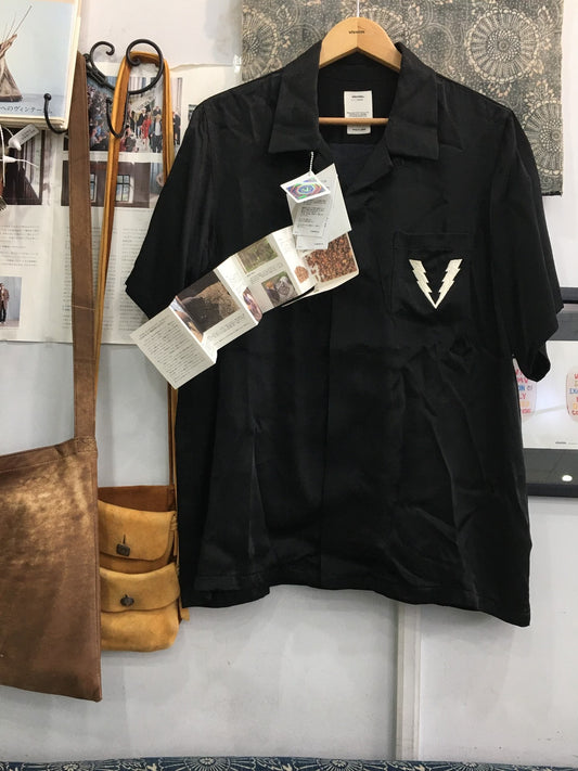 visvim black silk short sleeve shirt