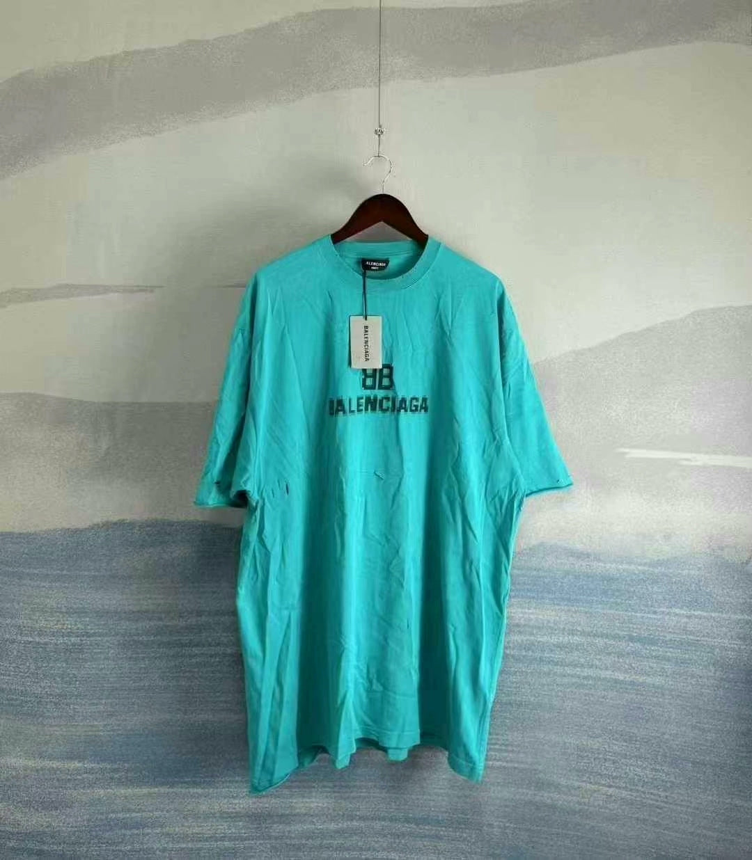 balenciaga teal short sleeve t-shirt