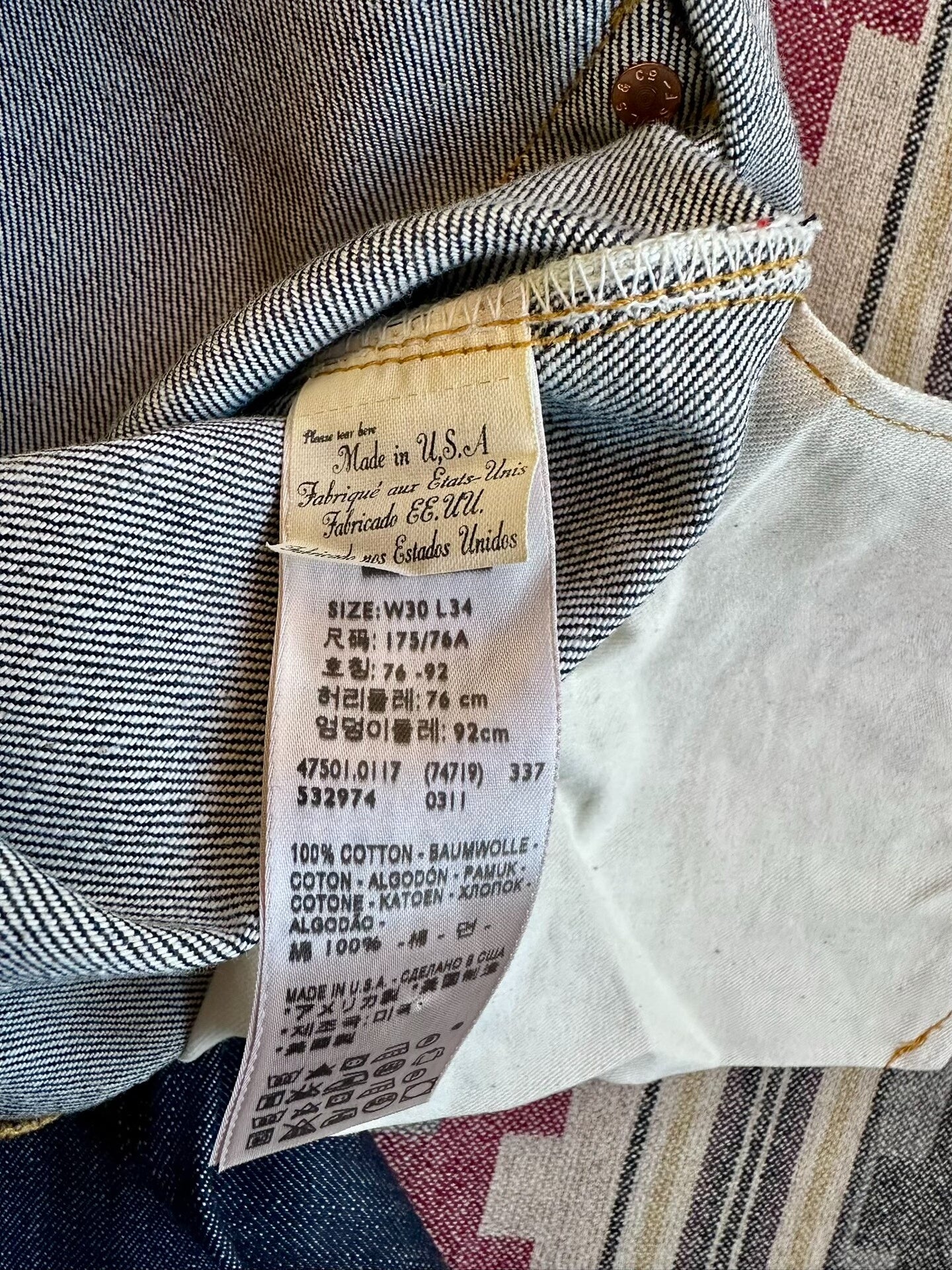 levi's lvc 1947 501xx vintage denim pants