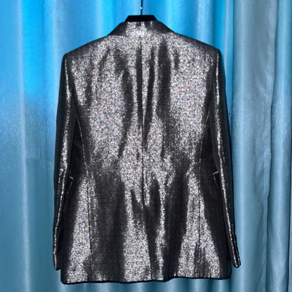 Saint Laurent Silver Sequined Blazer