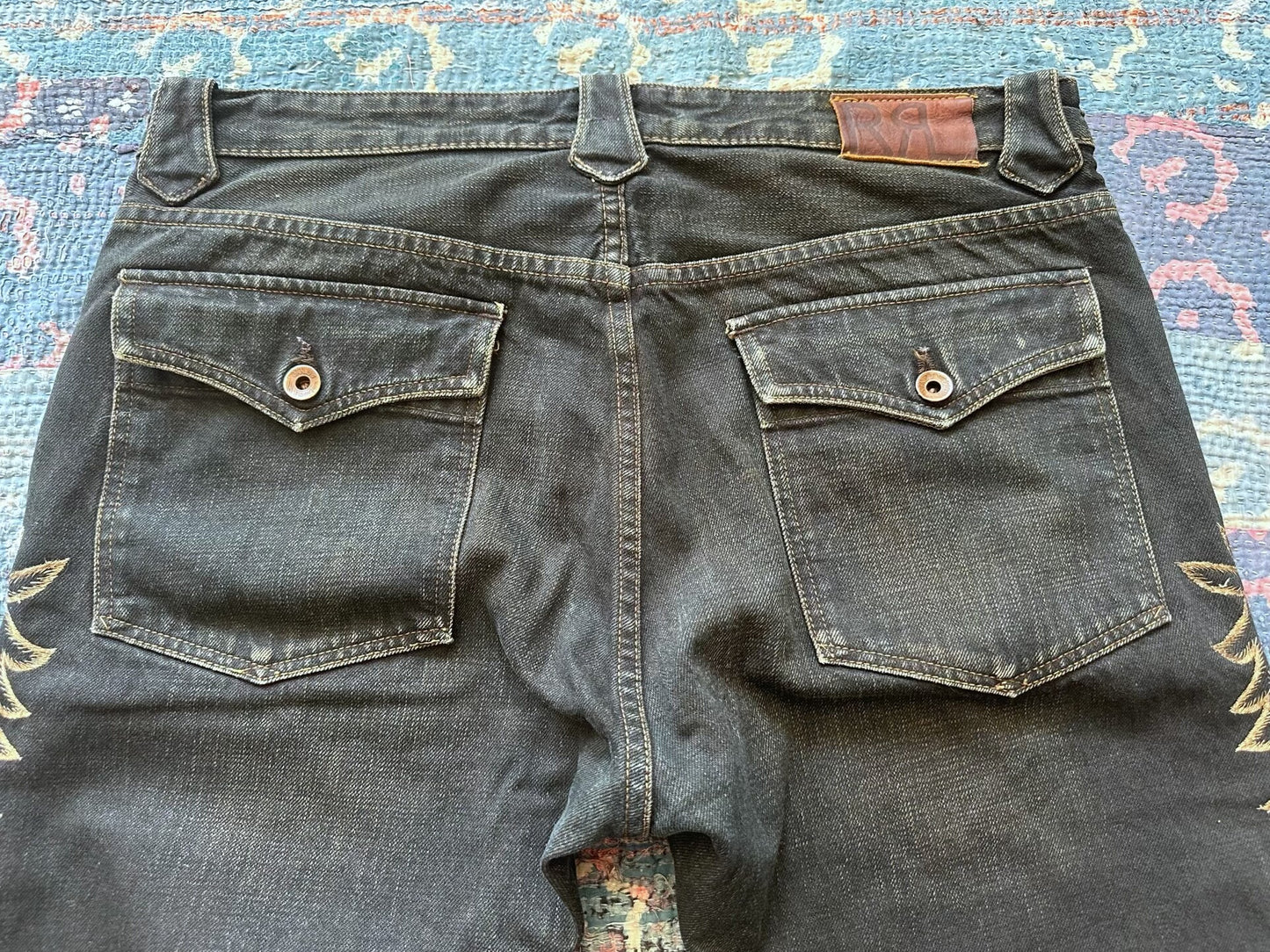 rrl vintage embroidered denim pants