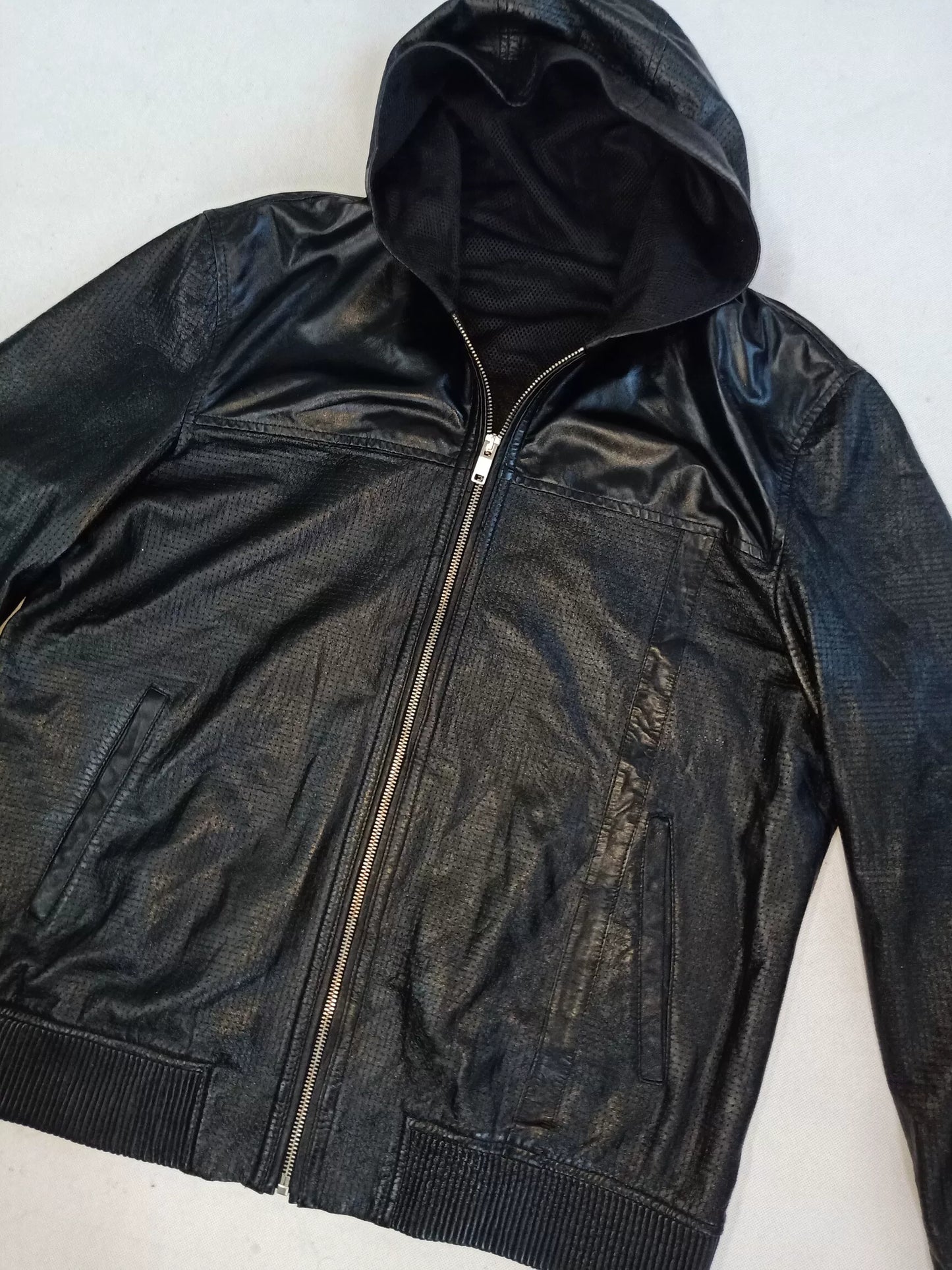 Saint Laurent Men's Leather Hooded Jacket